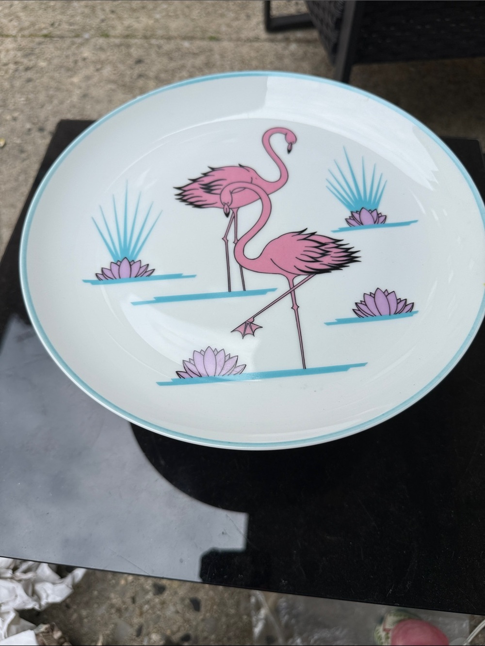 Pink Flamingo Ceramic Serving Bowl - White and Pink
